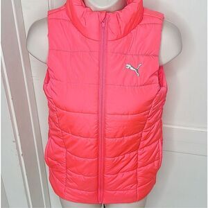 Puma  Bright Pink Puffer Vest Girls Medium /XS Women’s